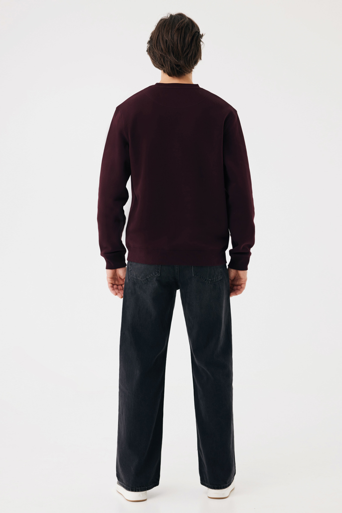 Sudadera de cuello redondo de algodón reciclado Torla IQONIQ, merlot