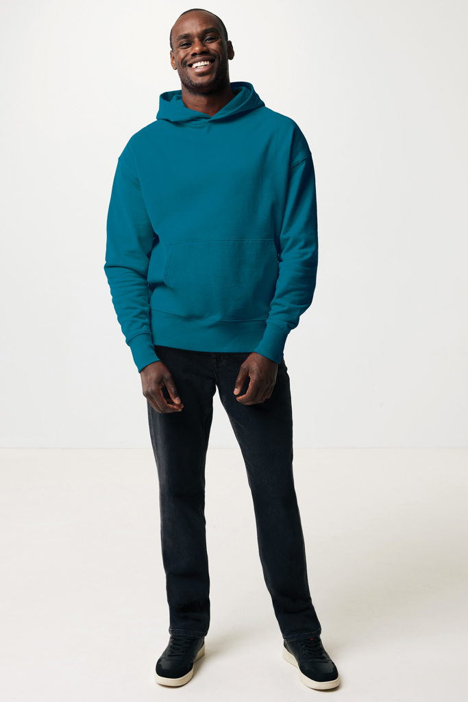 Yoho gerecycled katoen relaxed hoodie, zwart, dark teal