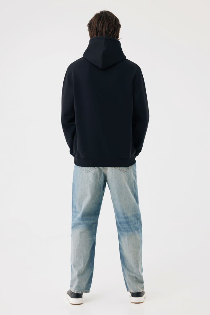 Sudadera con capucha de algodón reciclado Joshua, negro
