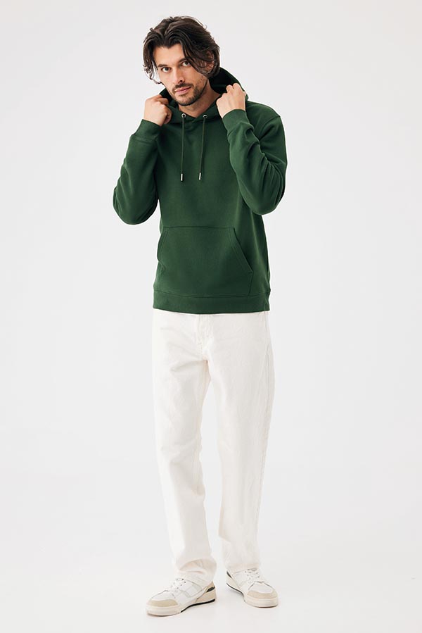 Sweat à capuche en coton recyclé Joshua, forest green