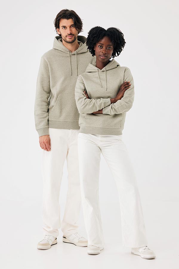 Sweat à capuche en coton recyclé Joshua, light heather green