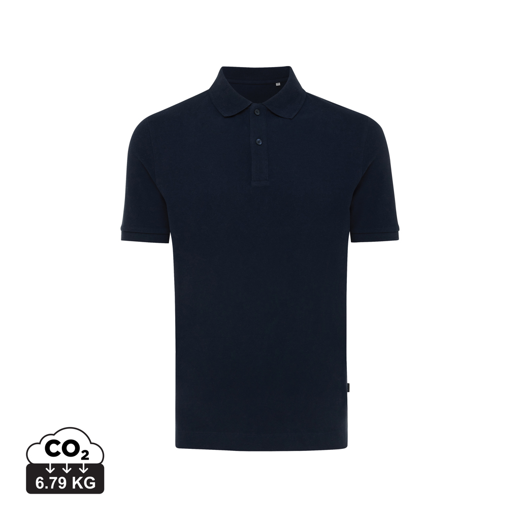 Yosemite recycled cotton pique polo, navy - Iqoniq