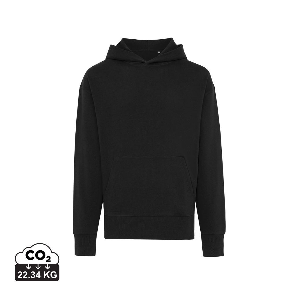 Yoho recycled cotton relaxed hoodie, black - Iqoniq
